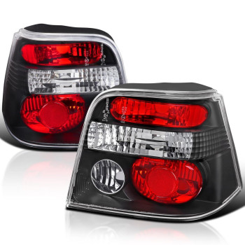 Spec-D Tuning Euro Black Tail Lights Compatible with 1999-2006 Volkswagen Golf MK4, Left + Right Pair Assembly