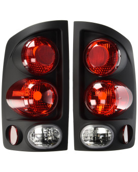 Spec-D Tuning Black Housing Clear Lens Tail Lights Compatible with 2002-2006 Dodge Ram 1500/2500/3500, Left + Right Pair Assembly