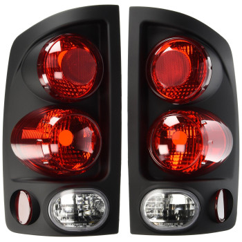 Spec-D Tuning Black Housing Clear Lens Tail Lights Compatible with 2002-2006 Dodge Ram 1500/2500/3500, Left + Right Pair Assembly