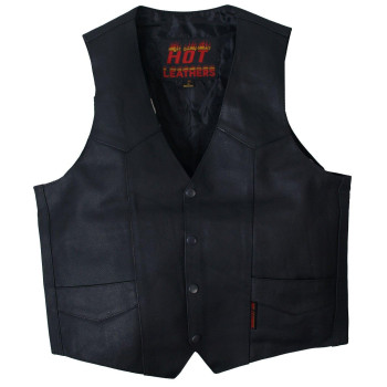 Hot Leathers Heavy Weight Cowhide Motorcycle Leather Vest (Black, X-Large)