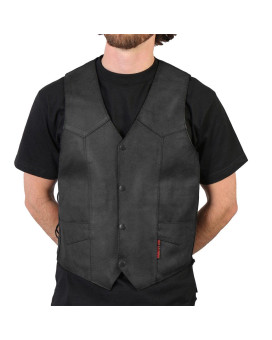 Hot Leathers - VSM1015, BLK, L Men's Heavy Weight Leather Vest (Black, Large)