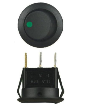 Install Bay Round Rocker Switch Green Led No Leads 5 Bag -IBRRSG