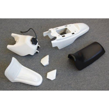 4L PCC MOTOR PS39 FOR PW50 DIRT BIKE PLASTIC FENDER SEAT GAS TANK KIT White