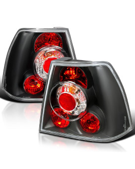 Spec-D Tuning Black Housing Clear Lens Tail Lights Compatible with 1999-2005 VW Jetta/Bora MK4 4-door Sedan, Left + Right Pair Assembly