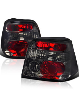 Spec-D Tuning Smoke Lens Tail Lights Compatible with 1999-2006 Volkswagen Golf MK4, Left + Right Pair Assembly