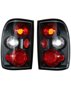 Spec-D Tuning Black Housing Clear Lens Tail Lights Compatible with 1993-1997 Ford Ranger Left + Right Pair Assembly