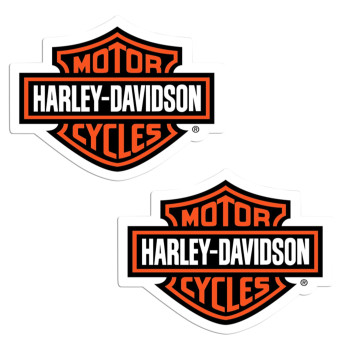 Chroma 99185 Harley-Davidson Iconic Bar & Shield Logo Small Decals 2pc Set - Orange