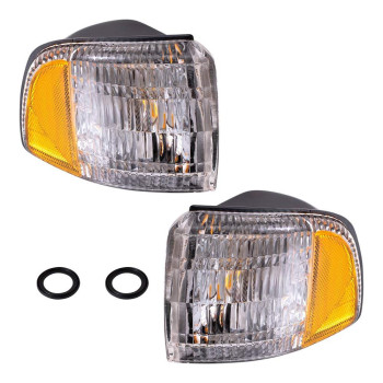 AutoandArt Brock Replacement Set Driver and Passenger Park Signal Corner Marker Lights Compatible with 1994-2002 Pickup Truck 55054773AD 55054772AD