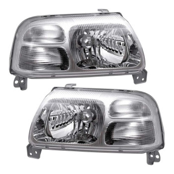 Brock Replacement Pair Set Halogen Combination Headlights Headlamps w/Chrome Bezel Compatible with Grand Vitara XL-7 & Vitara 3532065D01 3512065D01