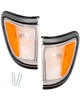 Brock Replacement Set Driver and Passenger Park Signal Side Marker Lights with Black Trim Compatible with 1995-1997 Tacoma 4-Wheel Drive Pickup Truck 8162004030 8161004030