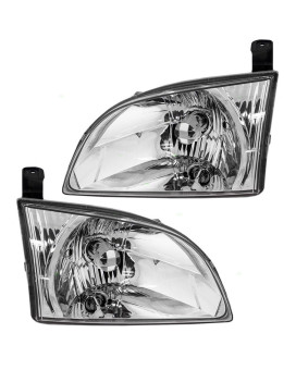 Brock Replacement Driver and Passenger Headlights Headlamps Compatible with 2001-2003 Sienna 81150-08020 81110-08020