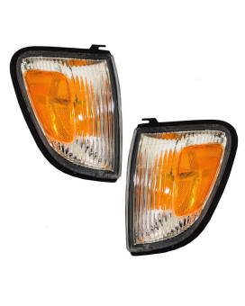 Brock Replacement Driver and Passenger Park Signal Side Marker Lights Lamps Compatible with 1997-2000 Pickup Truck 8161104060 8161004060