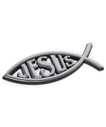 Large Silver Christian Jesus Fish Auto Emblem