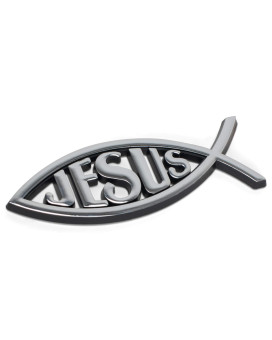 Large Silver Christian Jesus Fish Auto Emblem