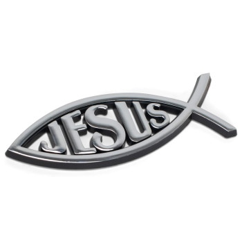 Large Silver Christian Jesus Fish Auto Emblem