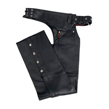 Hot Leathers Fully Lined Leather Chaps (Black, Large)