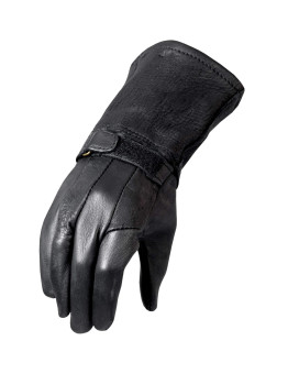 Hot Leathers Classic Deerskin Gauntlet Gloves (Black, Large)