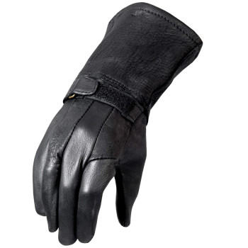 Hot Leathers Classic Deerskin Gauntlet Gloves (Black, Large)