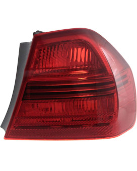 Evan-Fischer Tail Light Lens and Housing Compatible with 2006-2008 BMW 323i Outer Sedan Passenger Side