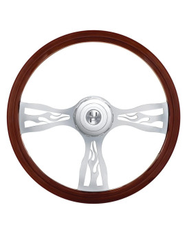 United Pacific 88139 - Steering Wheel - 18 Chrome Flame Steering Wheel With Hub For Peterbilt 1998-2005, Kenworth 2001