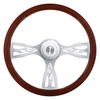 United Pacific 88139 - Steering Wheel - 18 Chrome Flame Steering Wheel With Hub For Peterbilt 1998-2005, Kenworth 2001