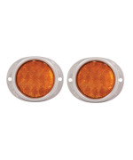 2x Steel 3 Lens 2-Hole Mounting Amber Reflectors Grote 40193