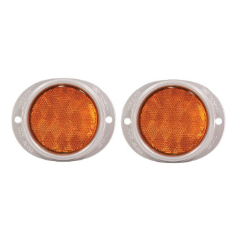 2x Steel 3 Lens 2-Hole Mounting Amber Reflectors Grote 40193