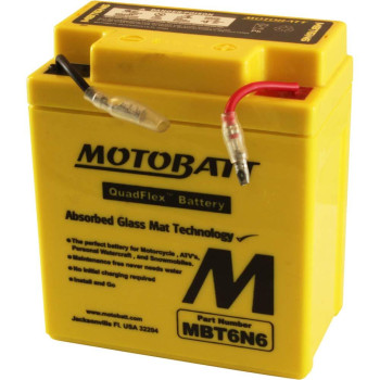 MotoBatt MBT6N6 (6V 6 Amp) Factory Activated Maintenance Free QuadFlex AGM Battery