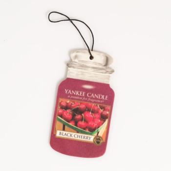 Yankee Candle Car Jar Classic Cardboard Car,Home and Office Hanging Air Freshener, Black Cherry Scent (Pack of 10)