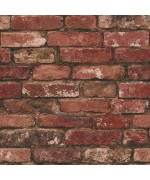 Brewster FD31285 Rustic Brick Wallpaper, Red