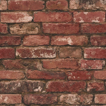 Brewster FD31285 Rustic Brick Wallpaper, Red