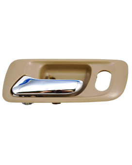 PT Auto Warehouse HO-2580ME-FL - Inside Interior Inner Door Handle, Beige/Tan Housing with Chrome Lever - 4-Door Sedan, Driver Side Front