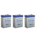 PS-640 6 Volt 4.5 AmpH SLA Replacement Battery with F1 Terminal - 3 Pack