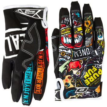 O'Neal 0385-131 Jump Gloves with Crank Graphic (Black/Multicolor, Size 11)