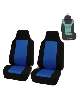 FH Group Automotive Car Seat Covers Blue Interior Front Seats Only Accessories High Back Combo Classic Cloth Car Seat Cover Front Set Universal Fit Cars Trucks and SUV Car Interior Accessories