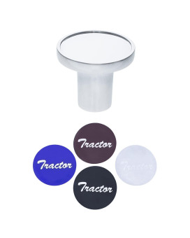 United Pacific 22991 Chrome Aluminum Screw-On Air Valve Knob w/Multiple Colored Tractor Script Glossy Sticker Inserts - 1 Knob & 4 Color Stickers