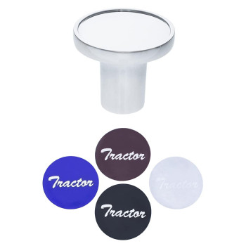 United Pacific 22991 Chrome Aluminum Screw-On Air Valve Knob w/Multiple Colored Tractor Script Glossy Sticker Inserts - 1 Knob & 4 Color Stickers