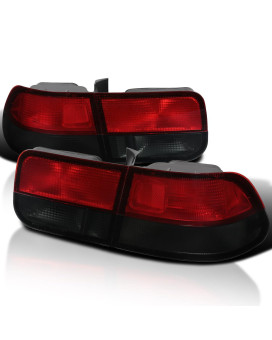 Spec-D Tuning Red Smoke Lens Tail Lights Compatible with 1996-2000 Honda Civic Coupe 2 Door Left + Right Pair Assembly