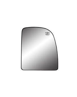 Passenger Side Heated Mirror Glass w/backing plate, Ford Excursion, F250, 350, 450, 550 Super Duty Pick-Up, 8 3/8 x 7 1/8 x 10 5/16 (towing mirror top lens)