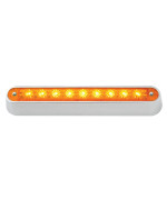 Grand General 76090 Amber 6-1/2 9-LED Sealed Light Bar with Chrome Base and 3 Wires for Dual Function