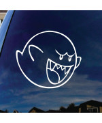 SoCoolDesign Mario Character Cartoon Boo Car Window Vinyl Decal Sticker 4 Wide (White)