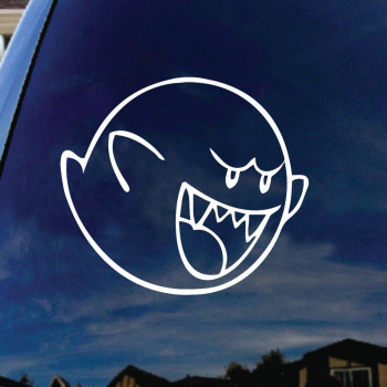 SoCoolDesign Mario Character Cartoon Boo Car Window Vinyl Decal Sticker 4 Wide (White)