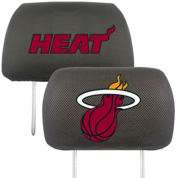 FANMATS 12524 Miami Heat Embroidered Head Rest Cover Set - 2 Pieces