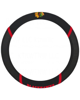 FANMATS 14789 NHL Chicago Blackhawks Polyester Steering Wheel Cover , 15x15