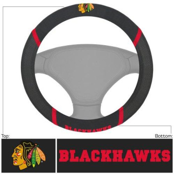 FANMATS 14789 NHL Chicago Blackhawks Polyester Steering Wheel Cover , 15x15