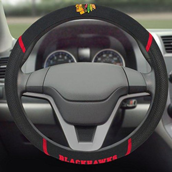 FANMATS 14789 NHL Chicago Blackhawks Polyester Steering Wheel Cover , 15x15