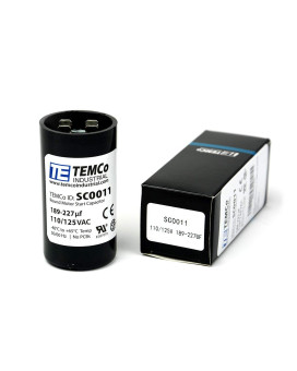 TEMCo 189-227 uf/MFD 110-125 VAC Volts Round Start Capacitor 50/60 Hz AC Electric - Lot -1