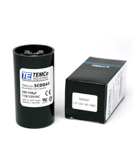 TEMCo 590-708 uf/MFD 110-125 VAC Volts Round Start Capacitor 50/60 Hz AC Electric - Lot -1