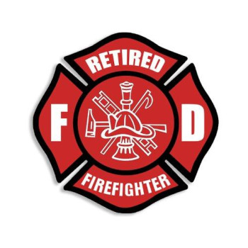 Red Retired Firefighter Maltese Shaped Sticker (fire Fighter Fireman dept Vinyl Decal for car Truck or Laptop (3 inch)