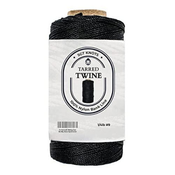 SGT Knots Tarred Twine - 100% Nylon Bank Line for Bushcraft, Netting, Gear Bundles, Home Improvement, Construction (9, 1/4lb)